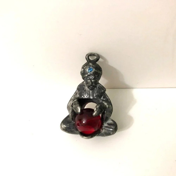 Vintage Fortune Teller  Pendant Charm Crystal Ball 1 Inch Size - Picture 1 of 12